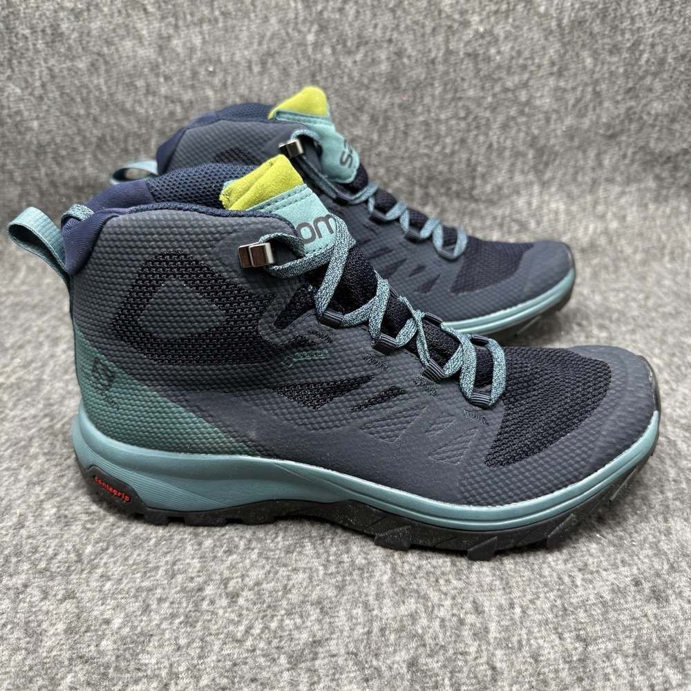 Salomon Outline Mid GTX Hiking Boots 404846 Navy Blazer Hydro Womens US Size 6.5